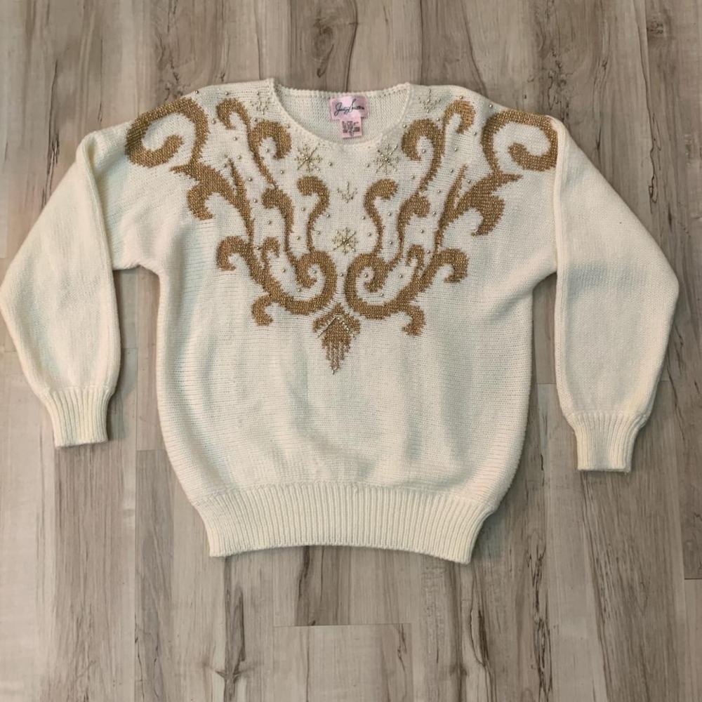 Vintage 1980s Jaclyn‎ Smith gold snowflake sweater